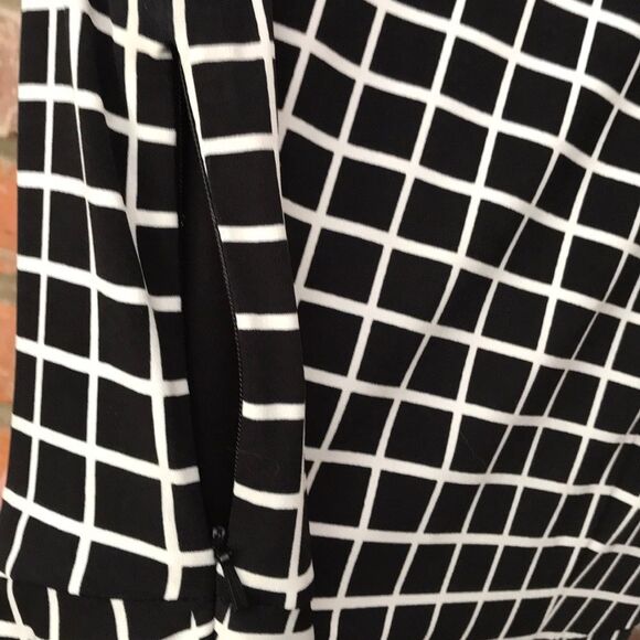 Jessica Simpson Medium 6 Black White Windowpane Fit & Flare Dress Spring Summer - Picture 4 of 7